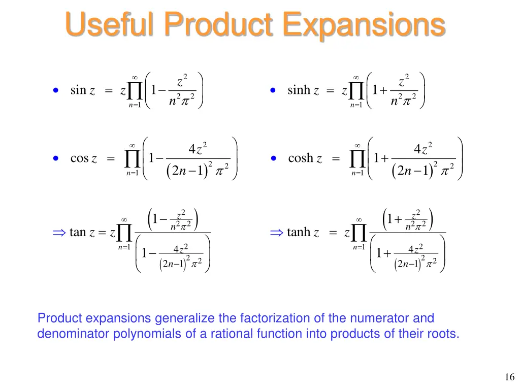 useful product expansions