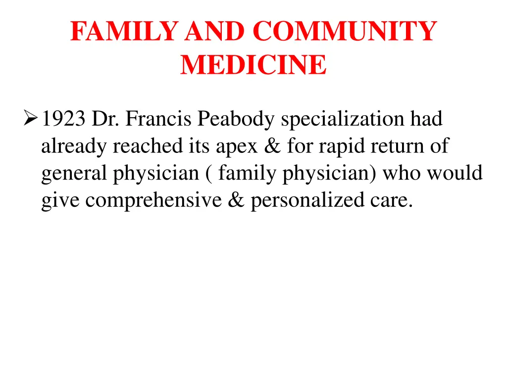 family and community medicine