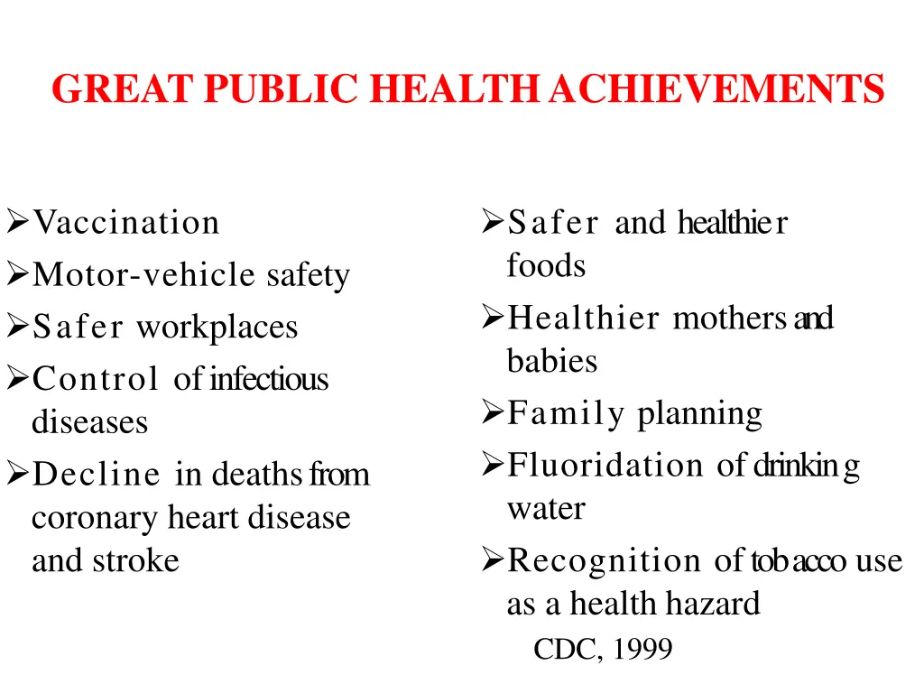 great public health achievements