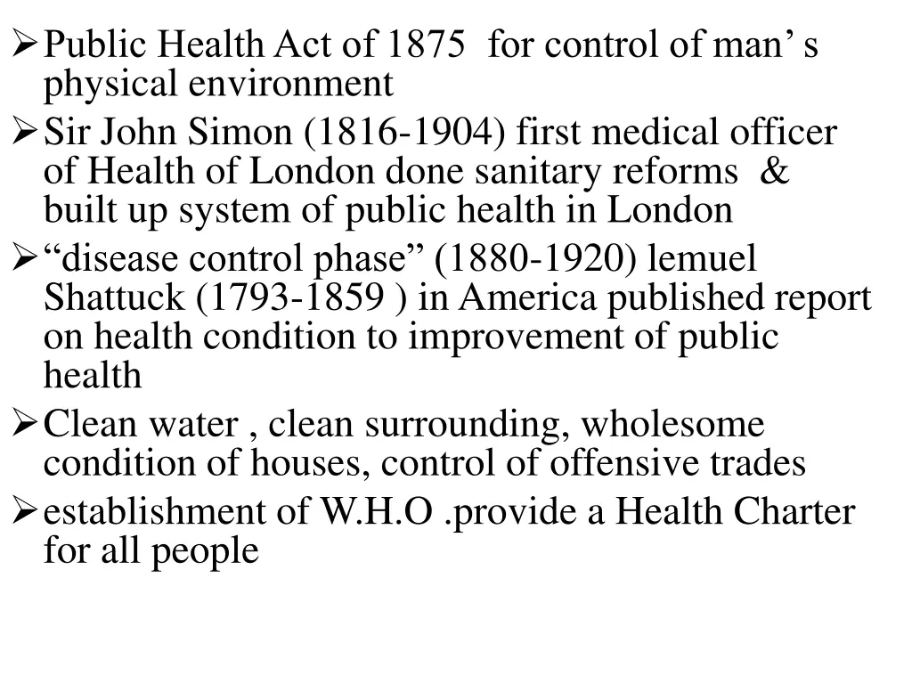 public health act of 1875 for control