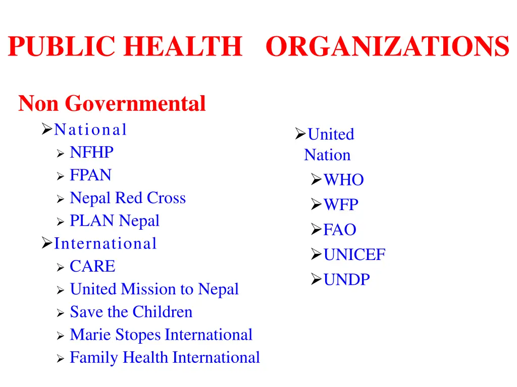 public health organizations
