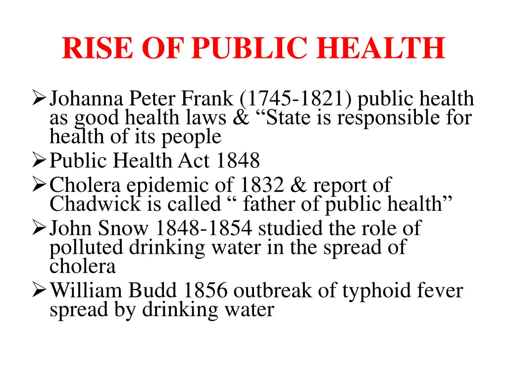 rise of public health
