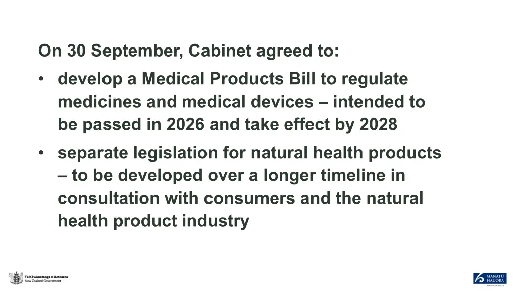 on 30 september cabinet agreed to