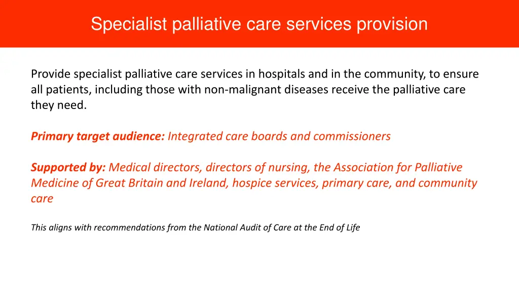 specialist palliative care services provision