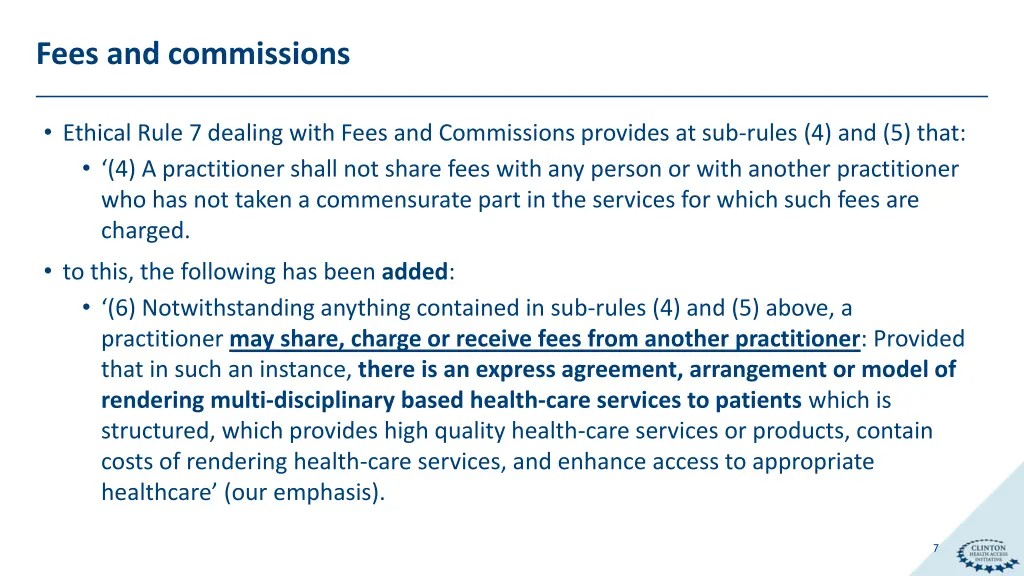fees and commissions