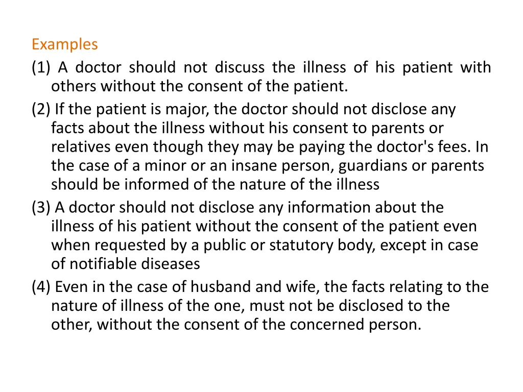 examples 1 a doctor should not discuss