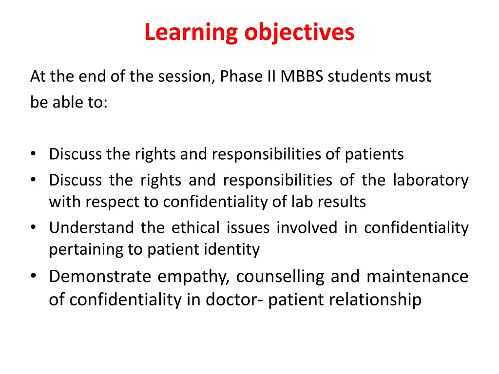 learning objectives