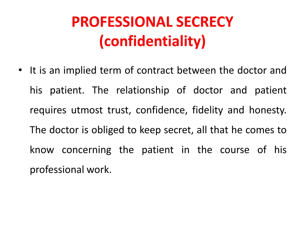 professional secrecy confidentiality