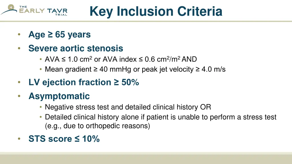 key inclusion criteria
