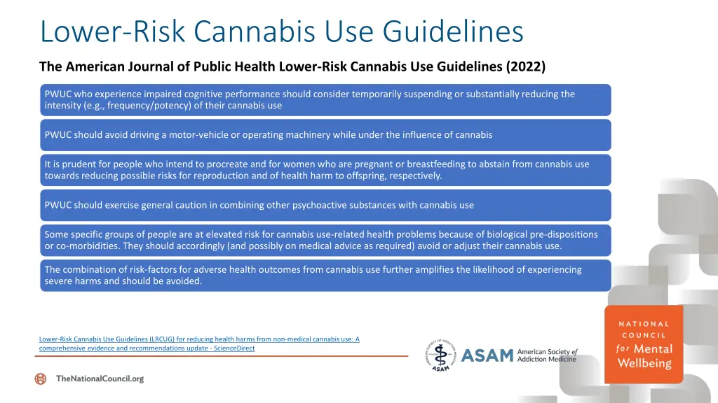 lower risk cannabis use guidelines