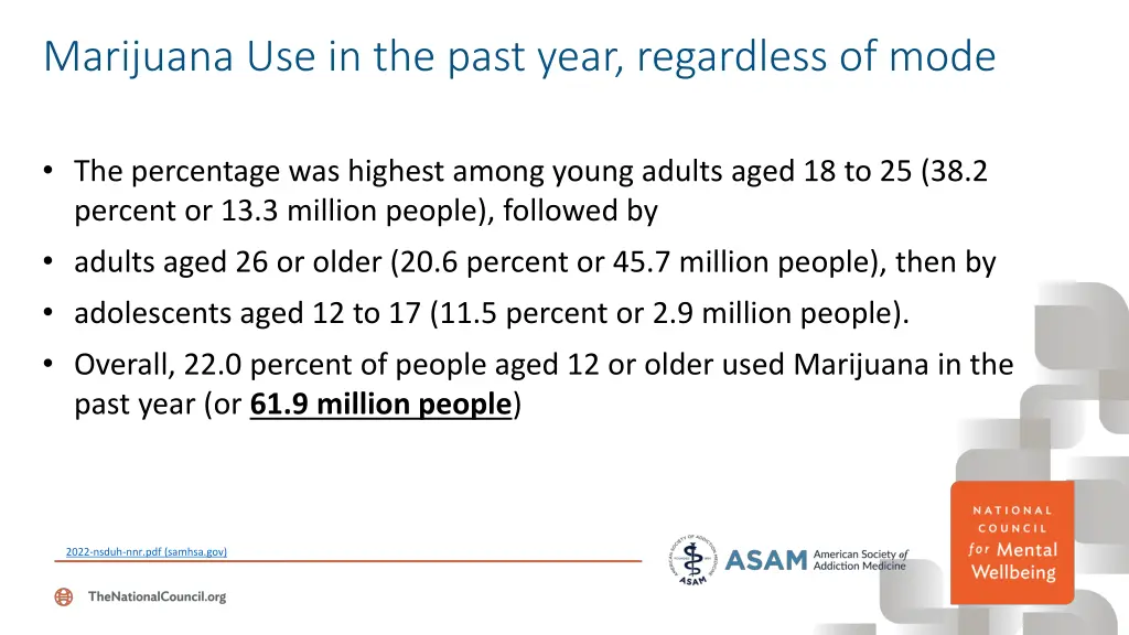 marijuana use in the past year regardless of mode