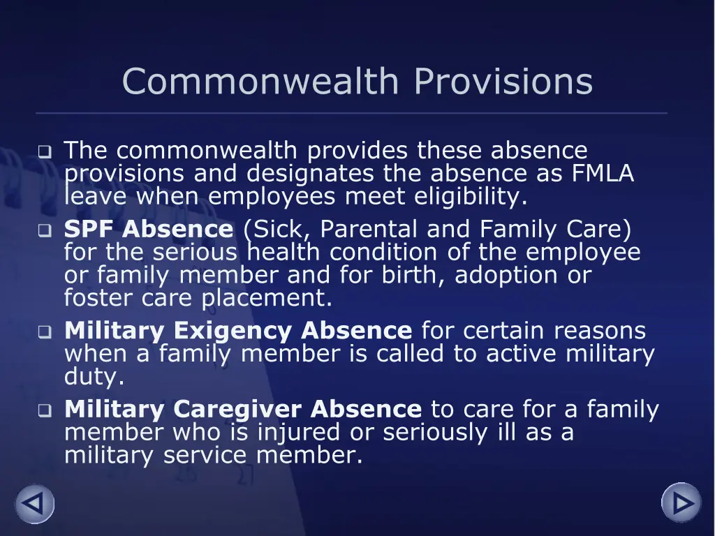 commonwealth provisions