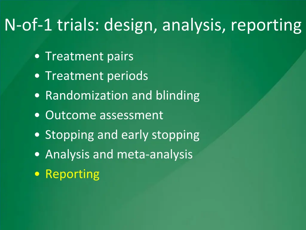 n of 1 trials design analysis reporting 1