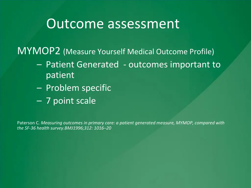 outcome assessment