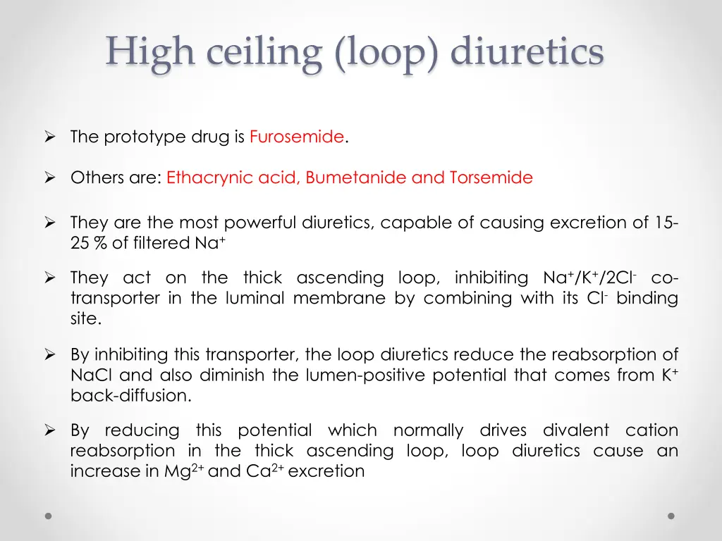 high ceiling loop diuretics