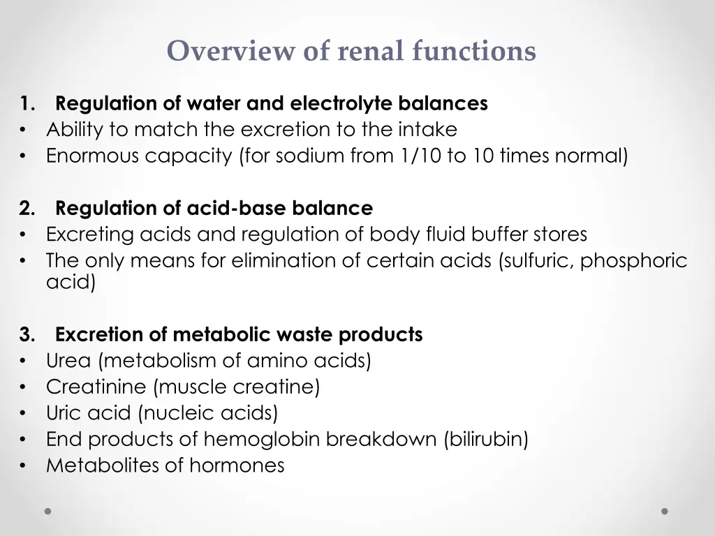 overview of renal functions