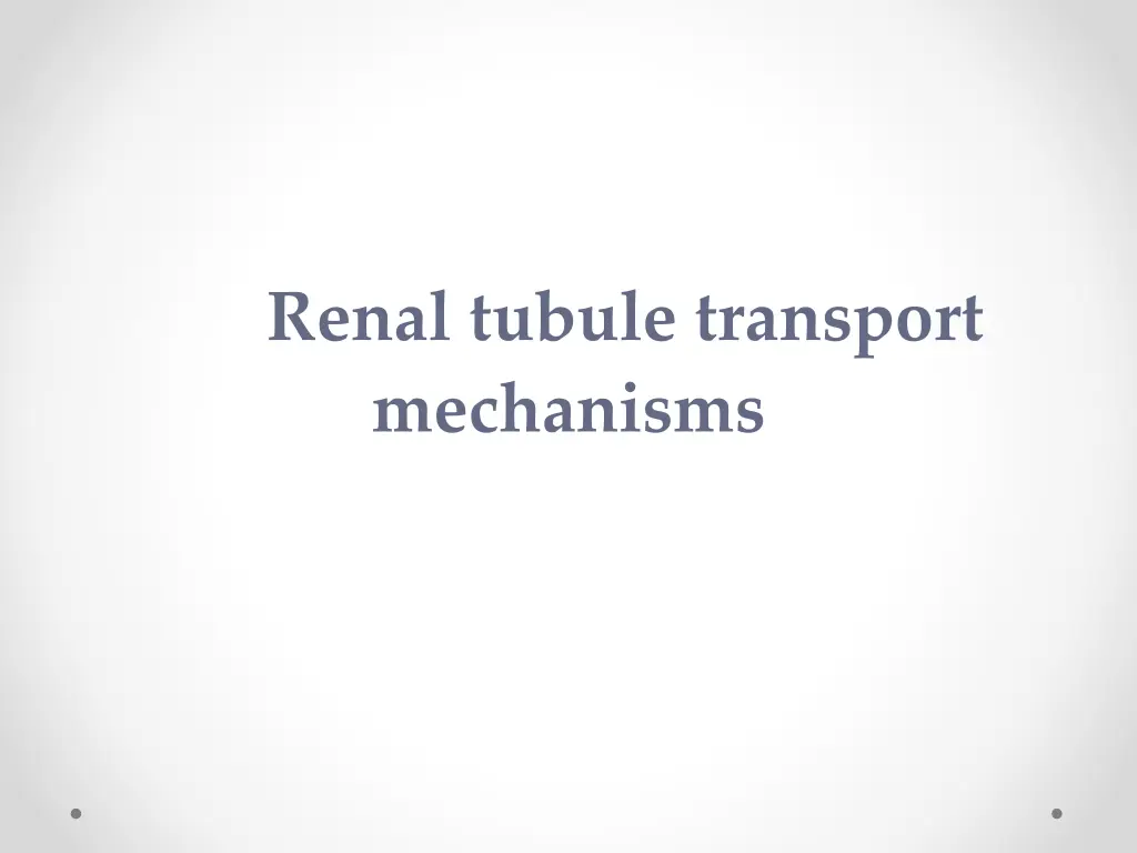 renal tubule transport mechanisms