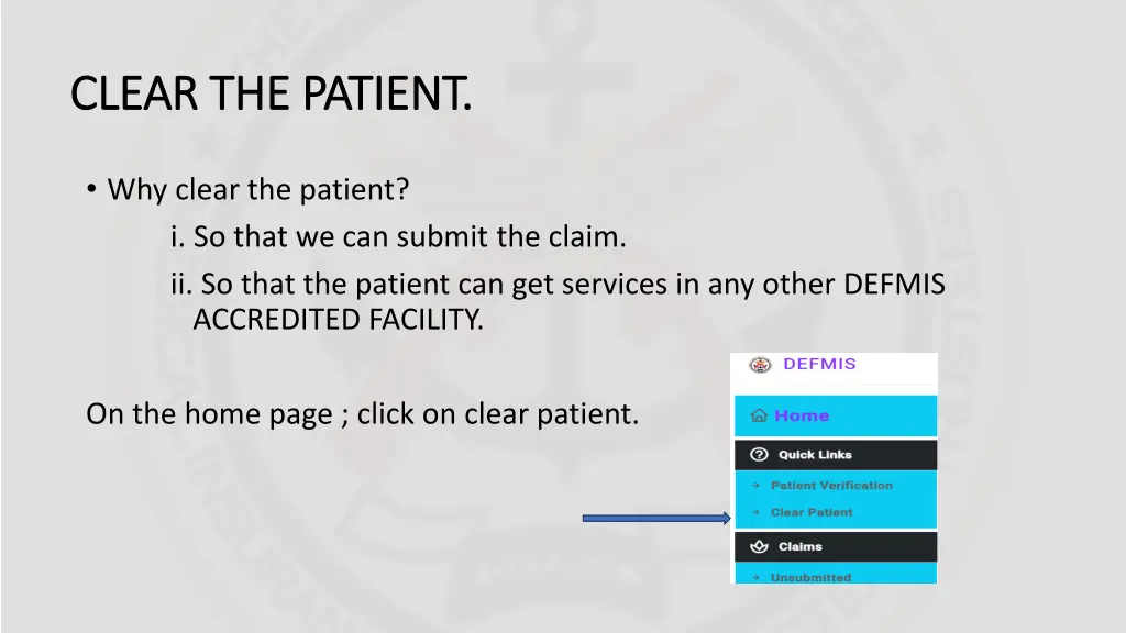 clear the patient clear the patient