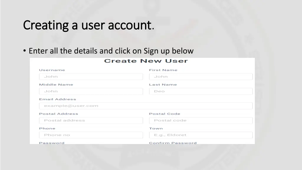 creating a user account creating a user account