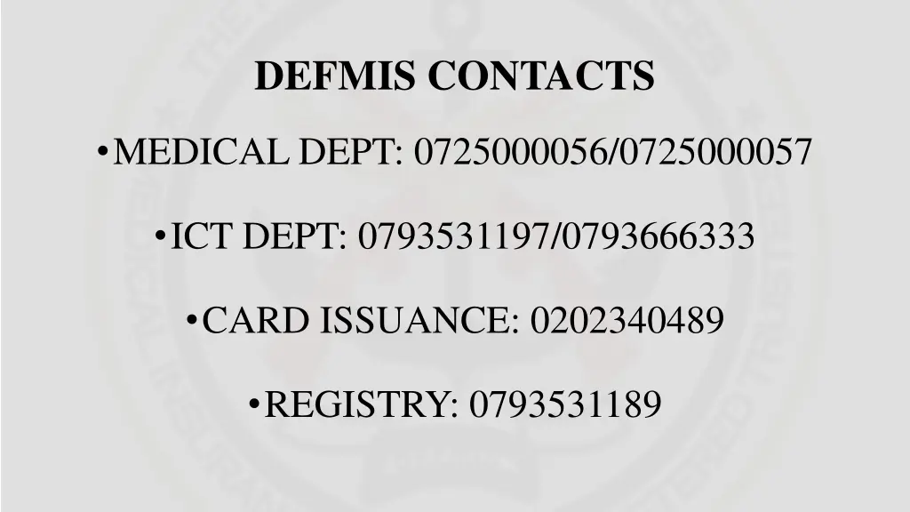 defmis contacts