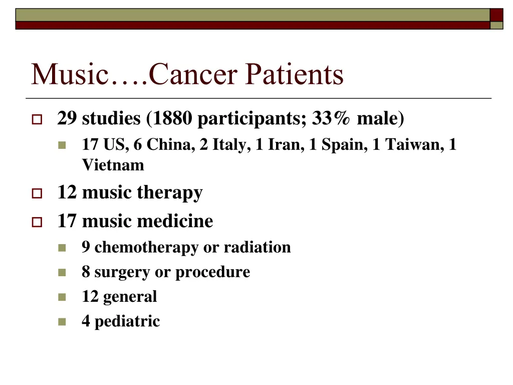 music cancer patients
