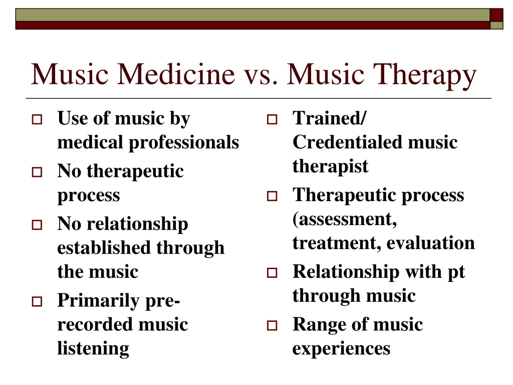 music medicine vs music therapy