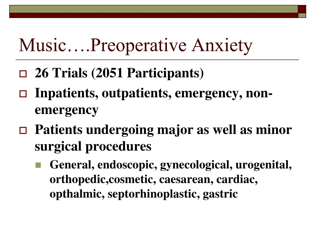 music preoperative anxiety