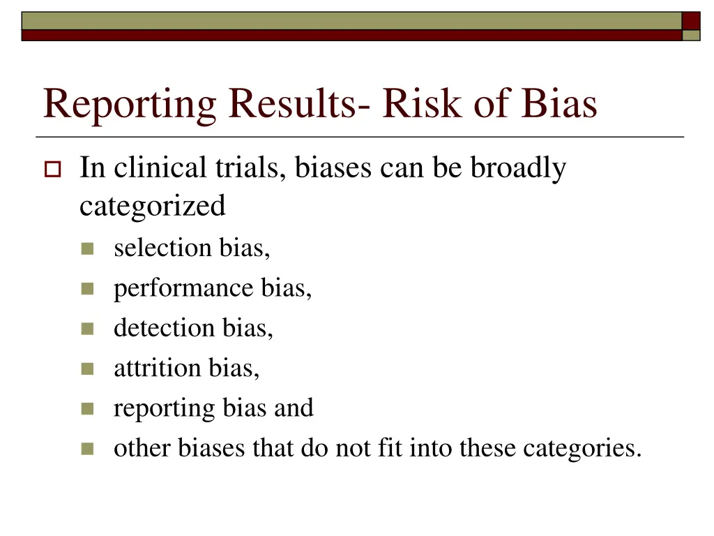reporting results risk of bias