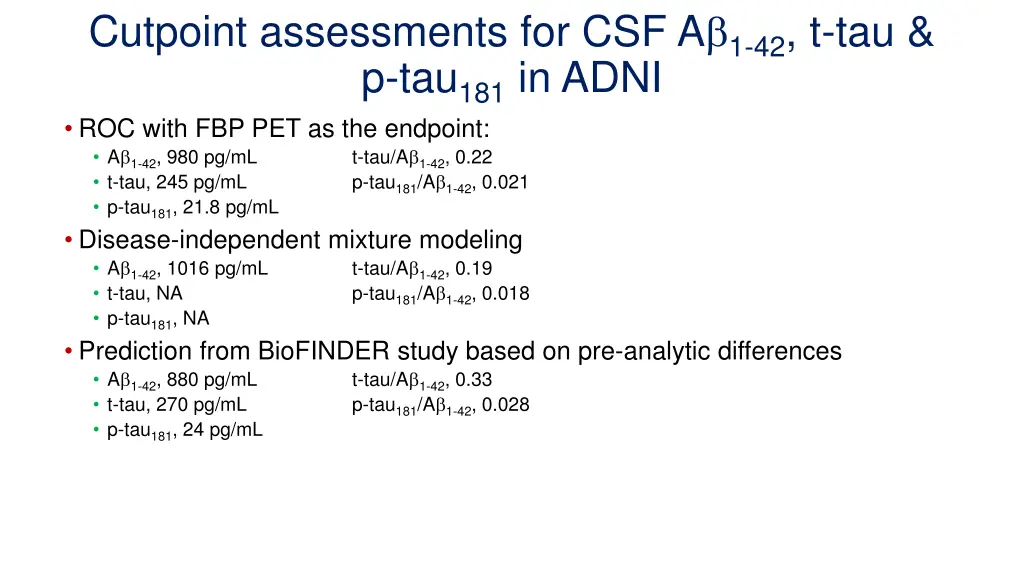 cutpoint assessments
