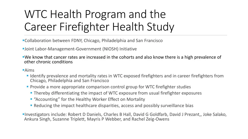 wtc health program and the career firefighter
