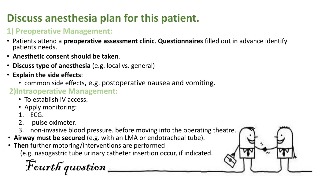 discuss anesthesia plan for this patient