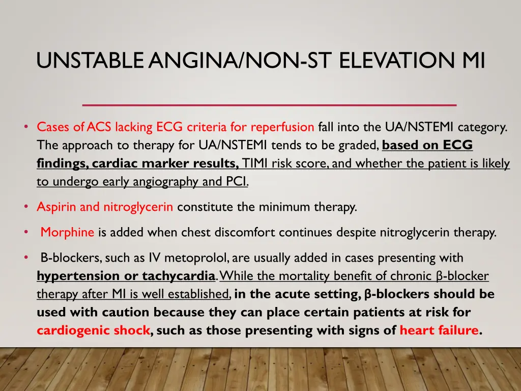 unstable angina non st elevation mi