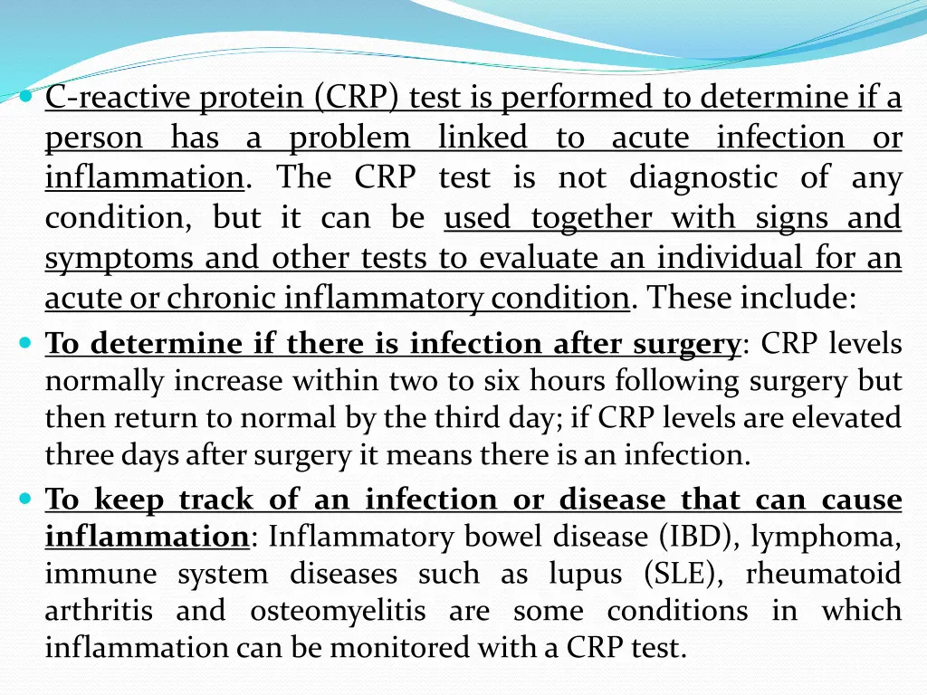 c reactive protein crp test is performed