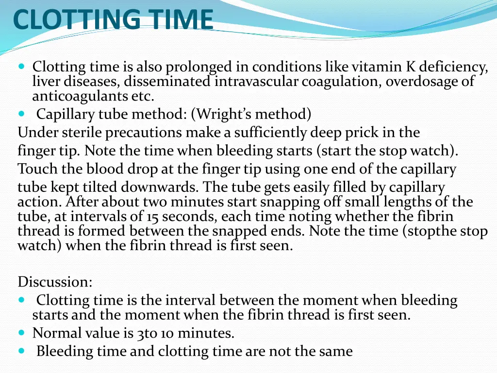 clotting time