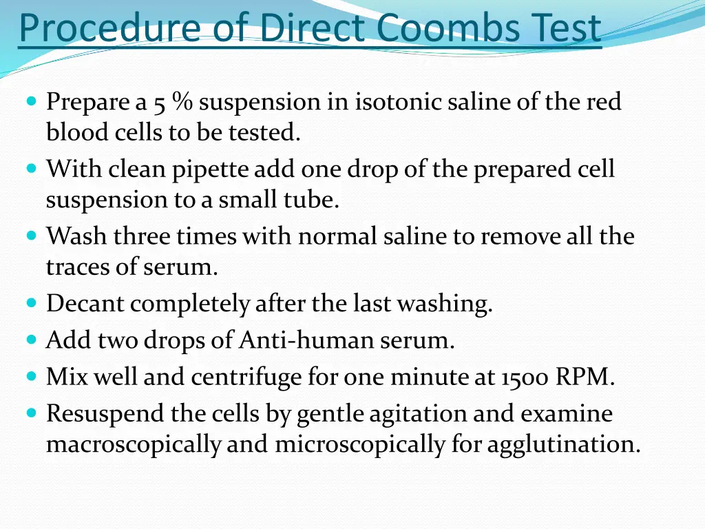 procedure of direct coombs test