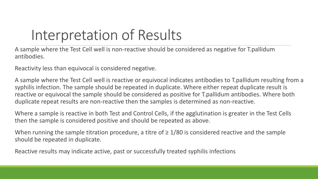 interpretation of results a sample where the test