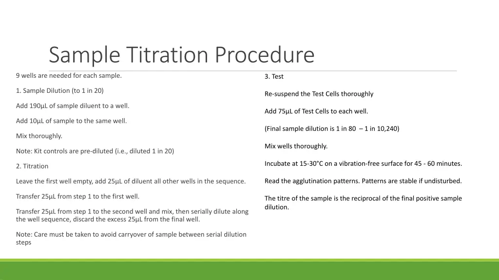 sample titration procedure 9 wells are needed