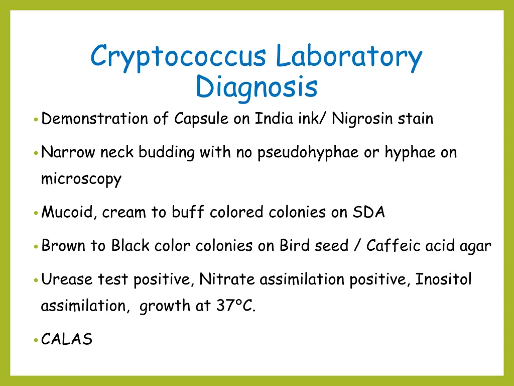 cryptococcus laboratory diagnosis demonstration
