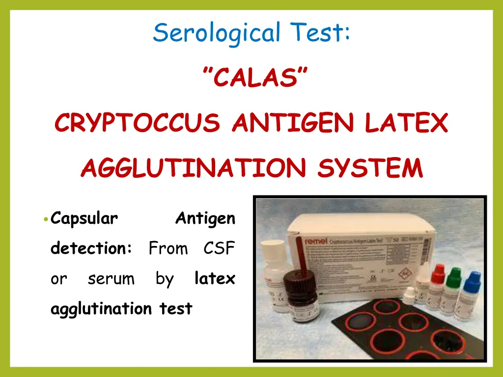 serological test calas cryptoccus antigen latex