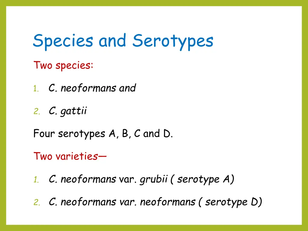 species and serotypes