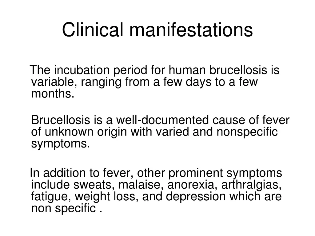 clinical manifestations