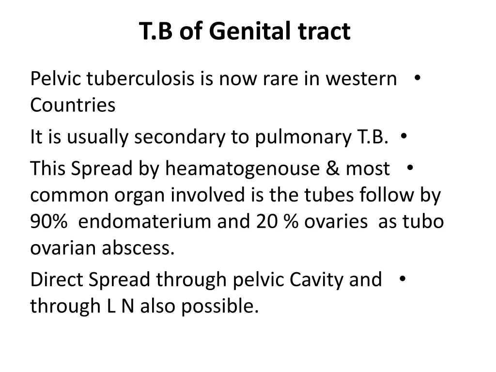 t b of genital tract