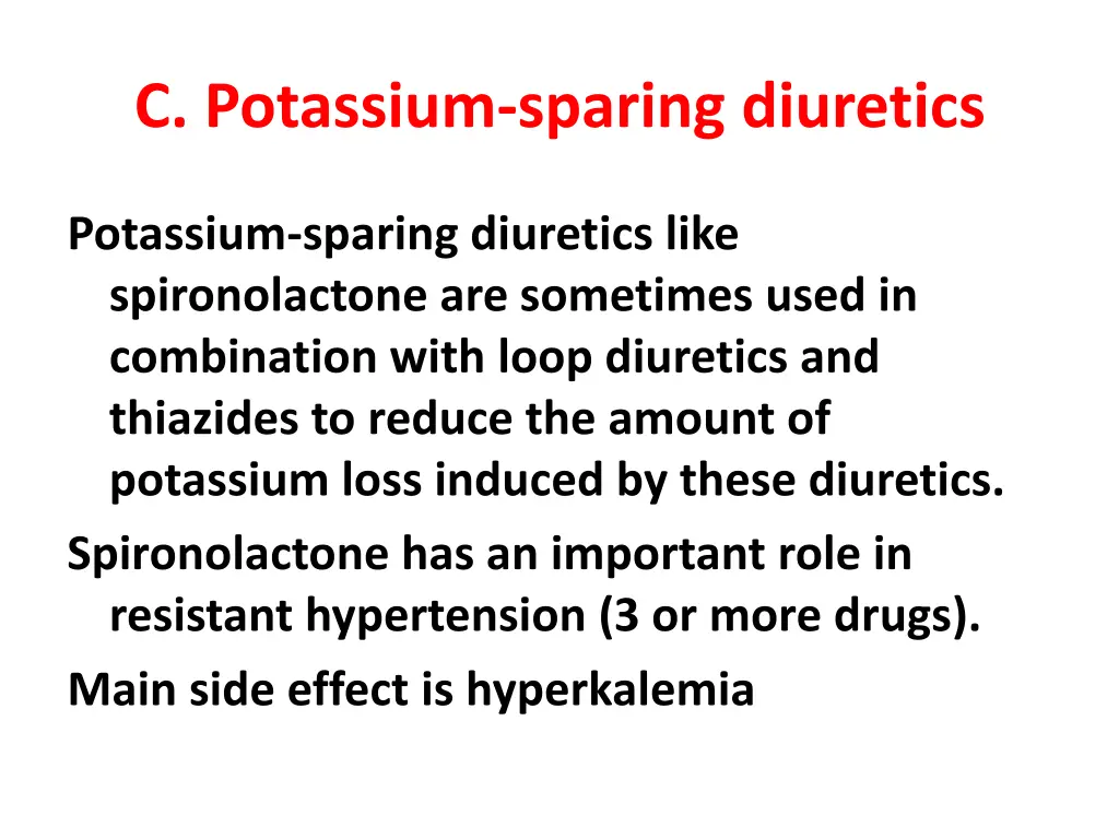 c potassium sparing diuretics