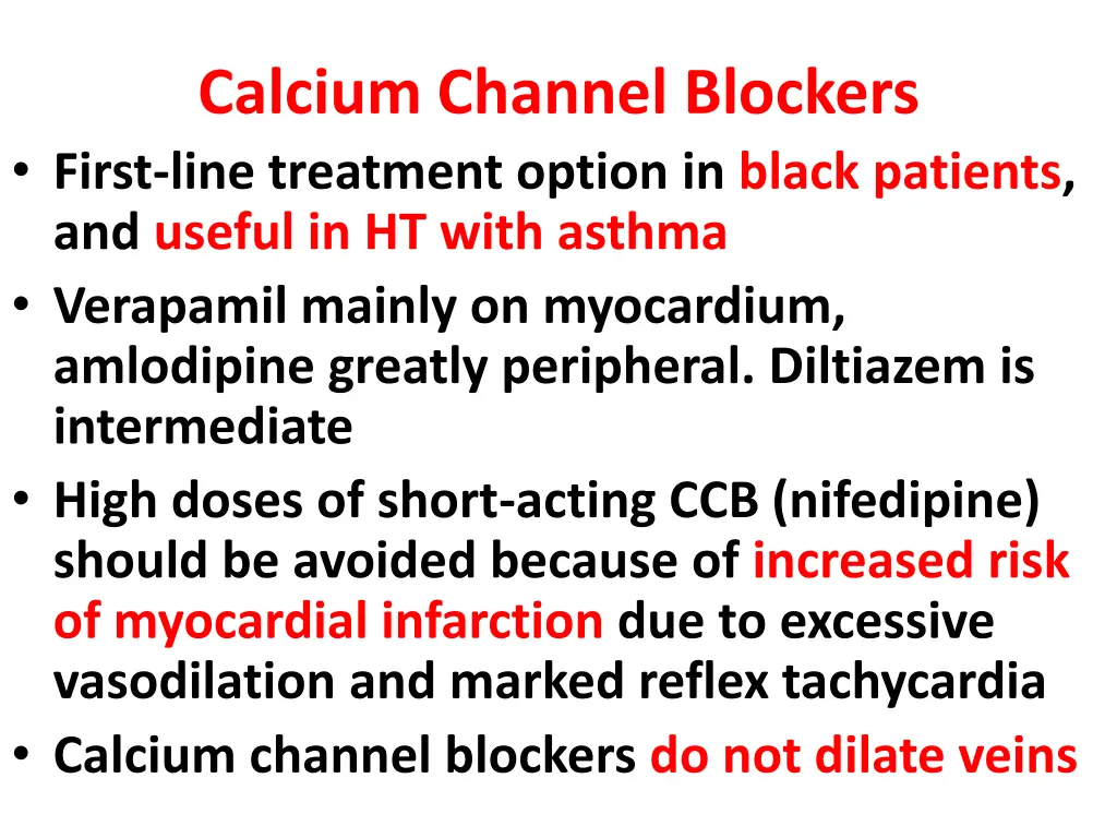calcium channel blockers first line treatment