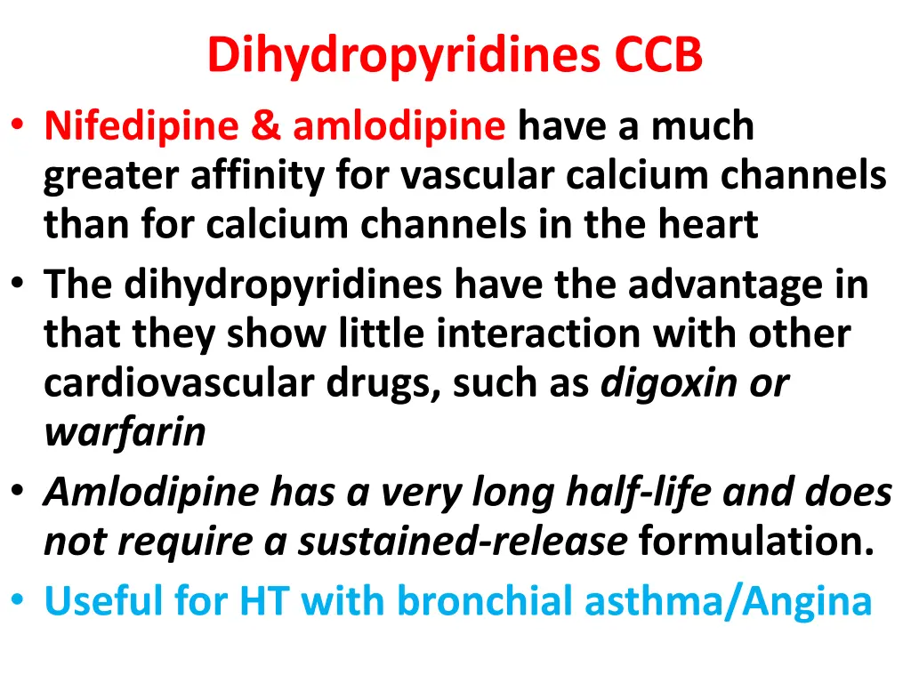 dihydropyridines ccb nifedipine amlodipine have