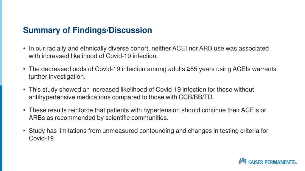 summary of findings discussion