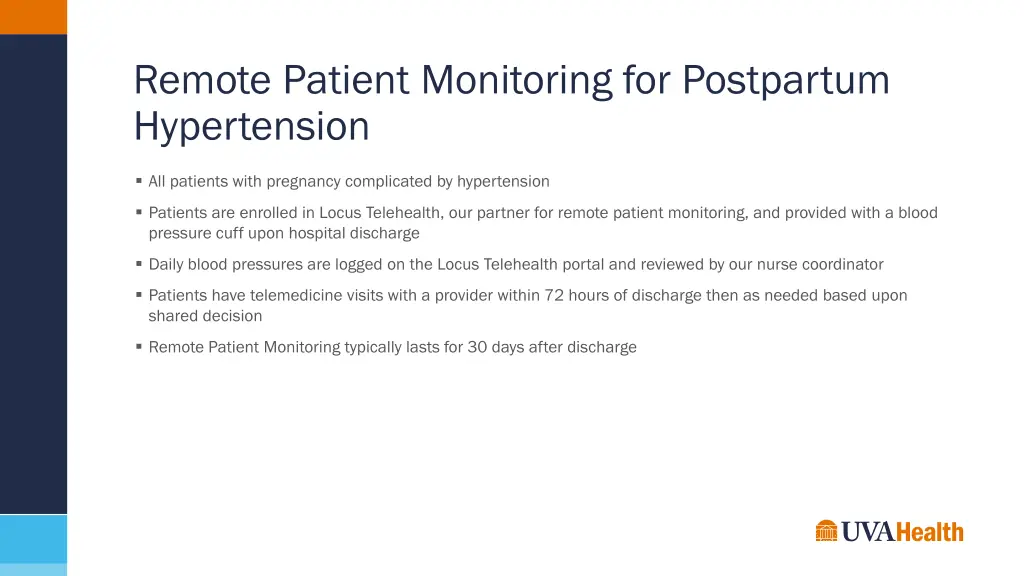 remote patient monitoring for postpartum