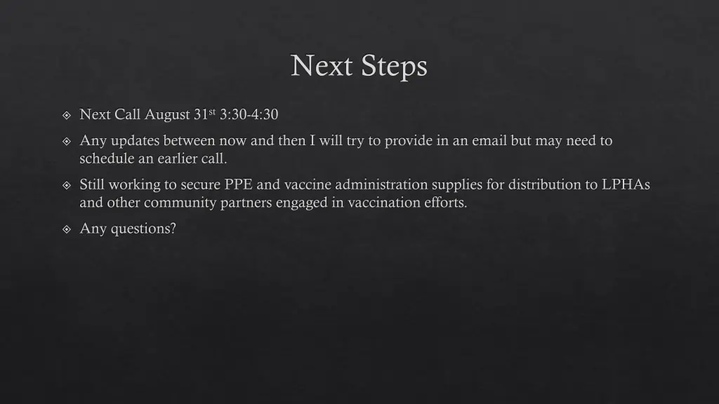 next steps