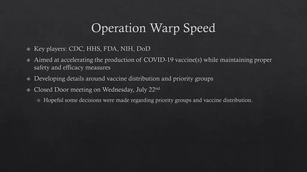 operation warp speed