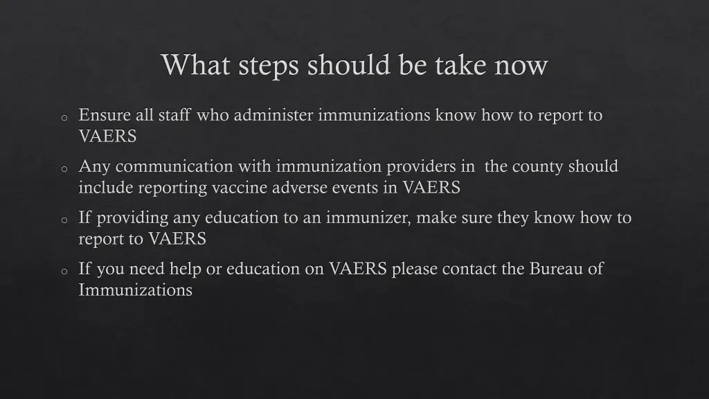 what steps should be take now